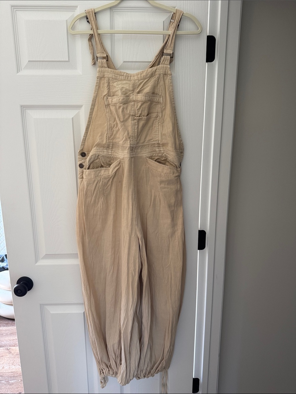 Free People Beige/Cream Women's Overalls with Gathered Cuffs